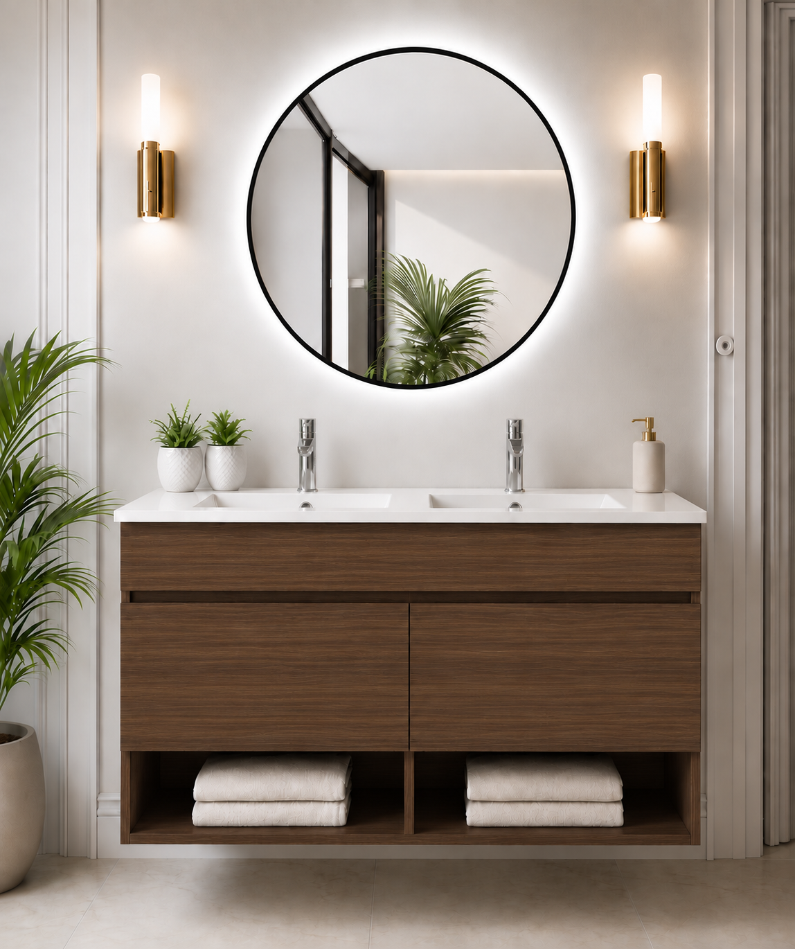 Mueble de baño suspendido Nebari con puertas y lavabo