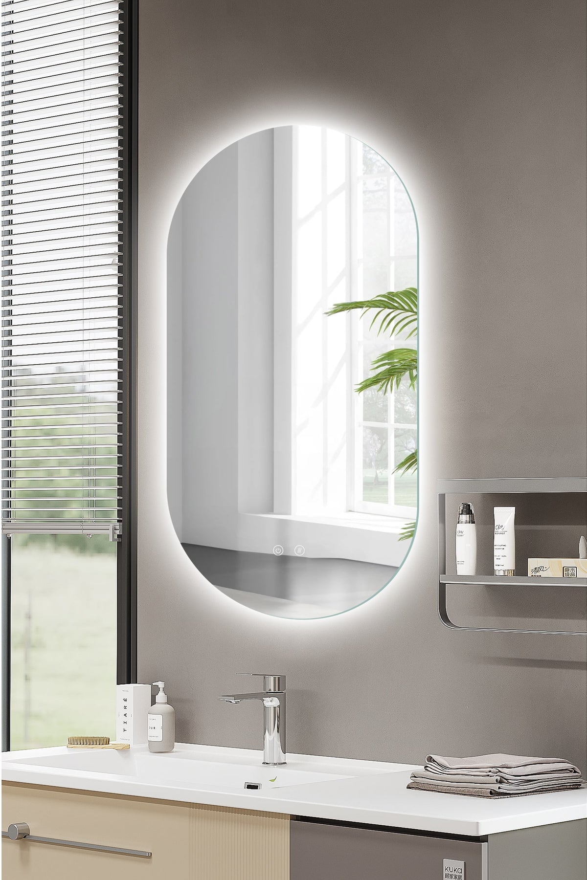 Espejo de baño LED SELENE curvo con antivaho