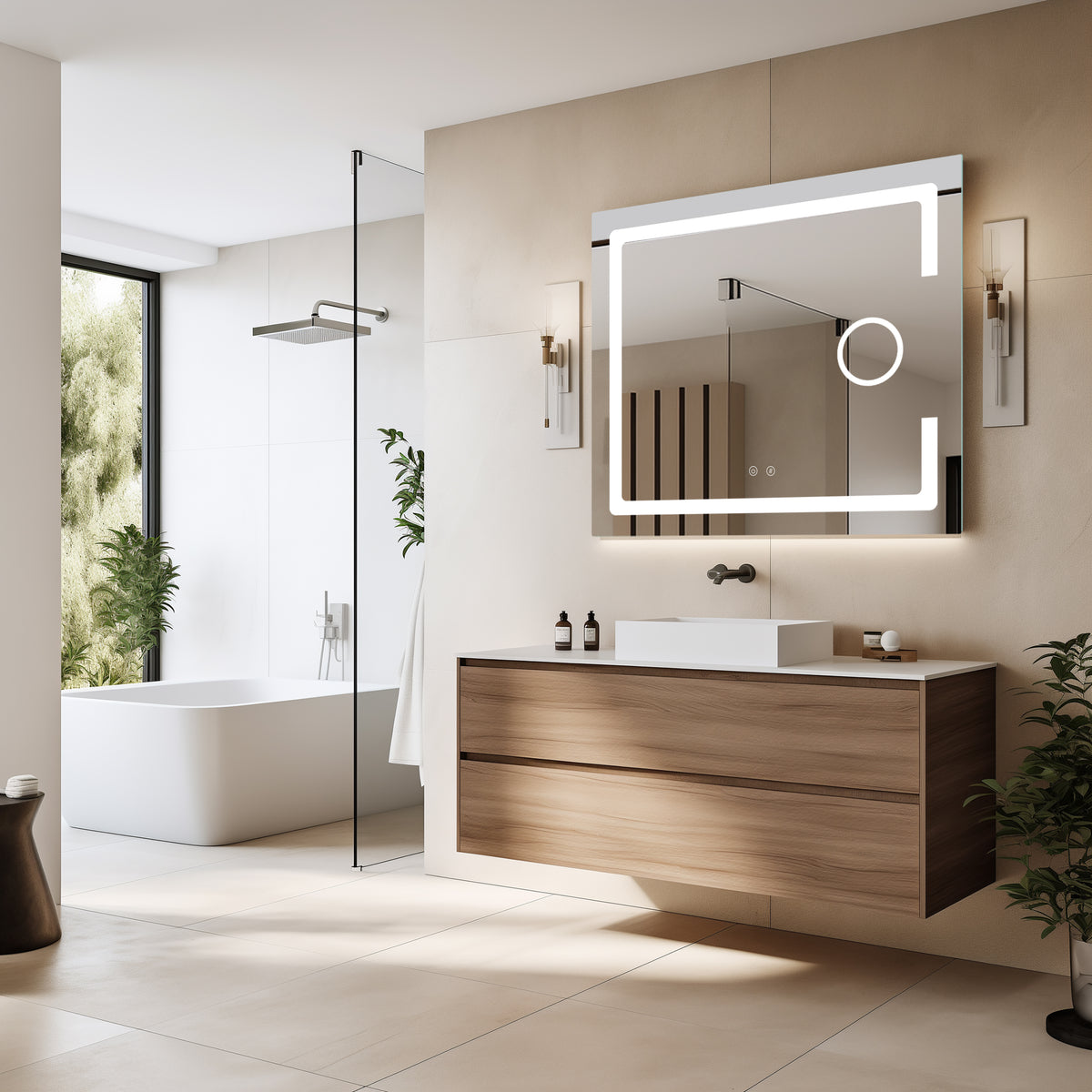 Espejo de baño LED BALI con lupa x3 y antivaho