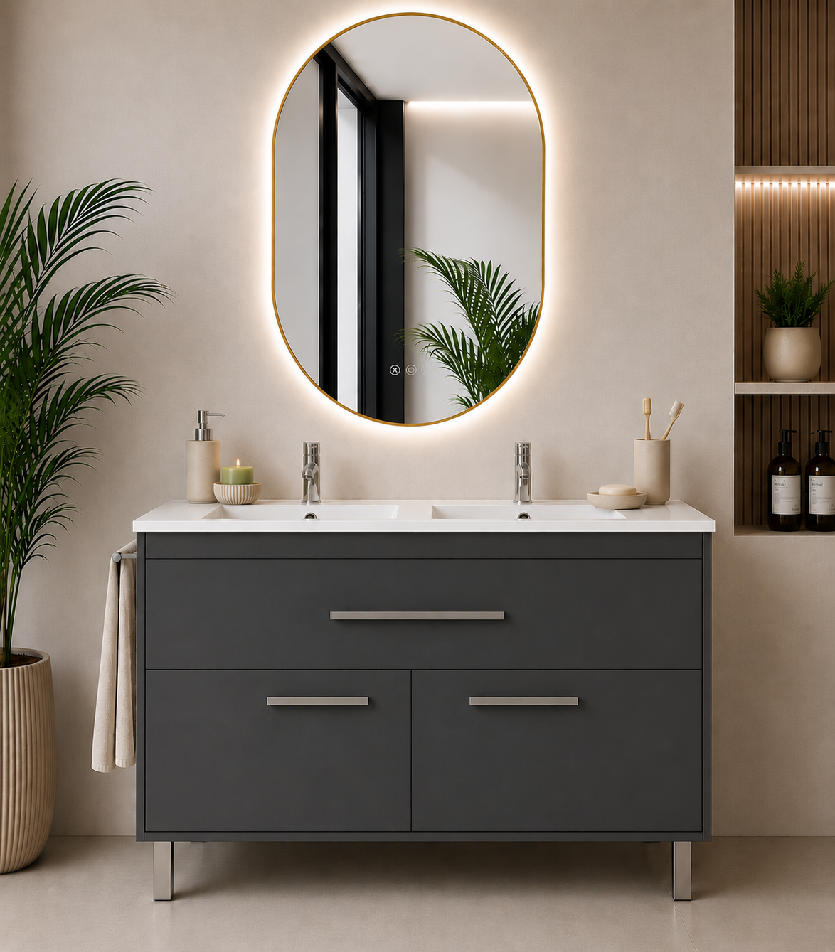 Mueble de baño Bahía con lavabo, cajón y 2 puertas