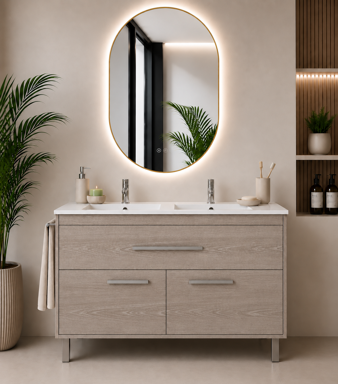 Mueble de baño Bahía con lavabo, cajón y 2 puertas