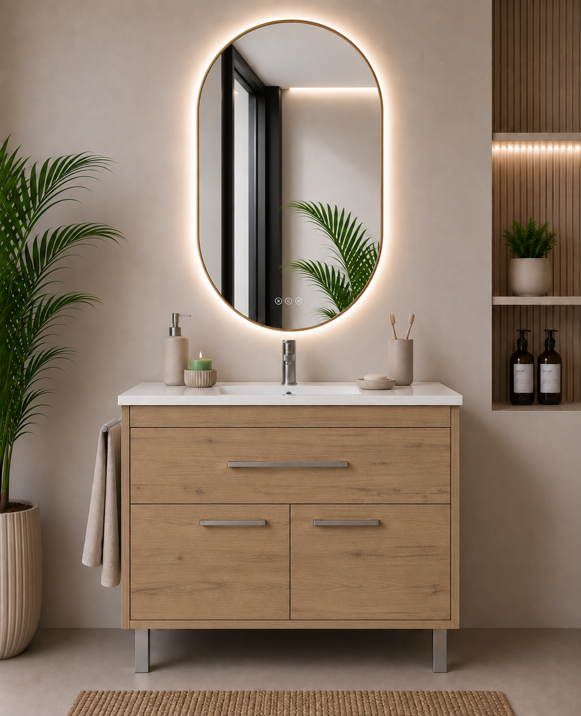 Mueble de baño Bahía con lavabo, cajón y 2 puertas