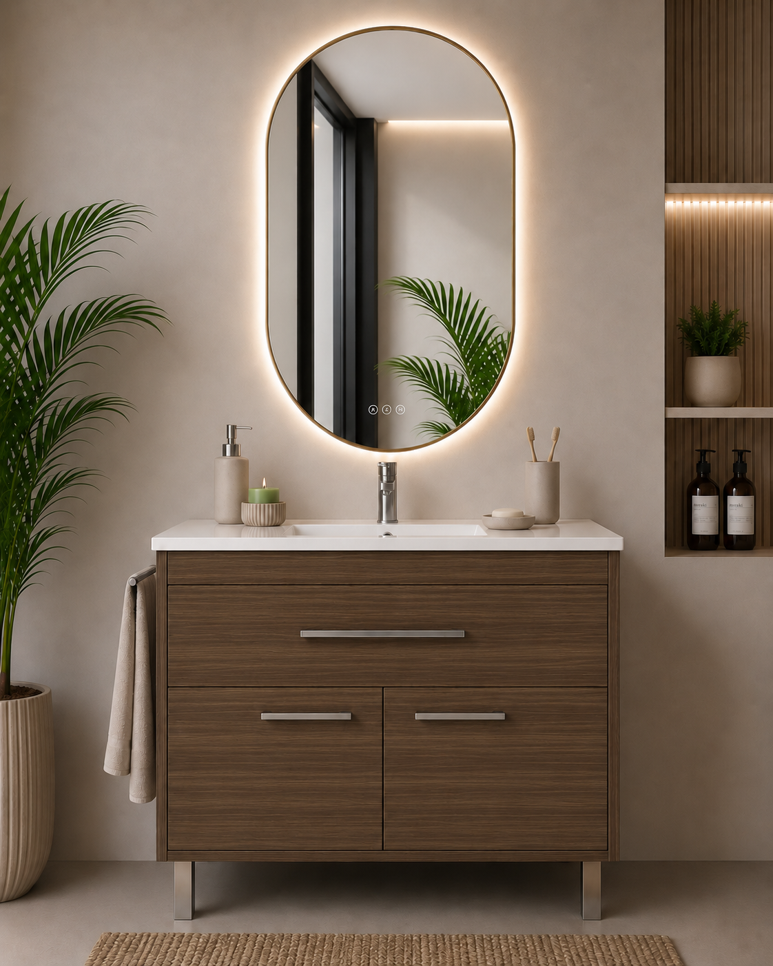 Mueble de baño Bahía con lavabo, cajón y 2 puertas