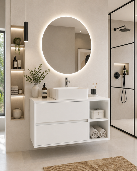 Mueble de baño Zeus con encimera y lavabo sobreencimera