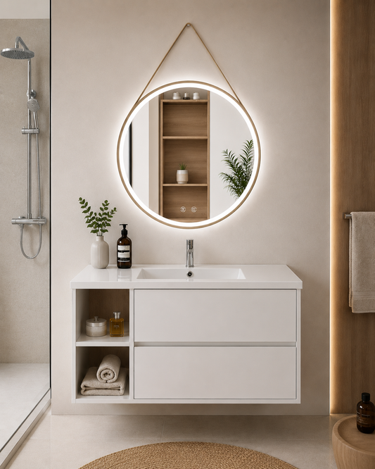 Mueble de baño Zeus con lavabo, 2 cajones y estante