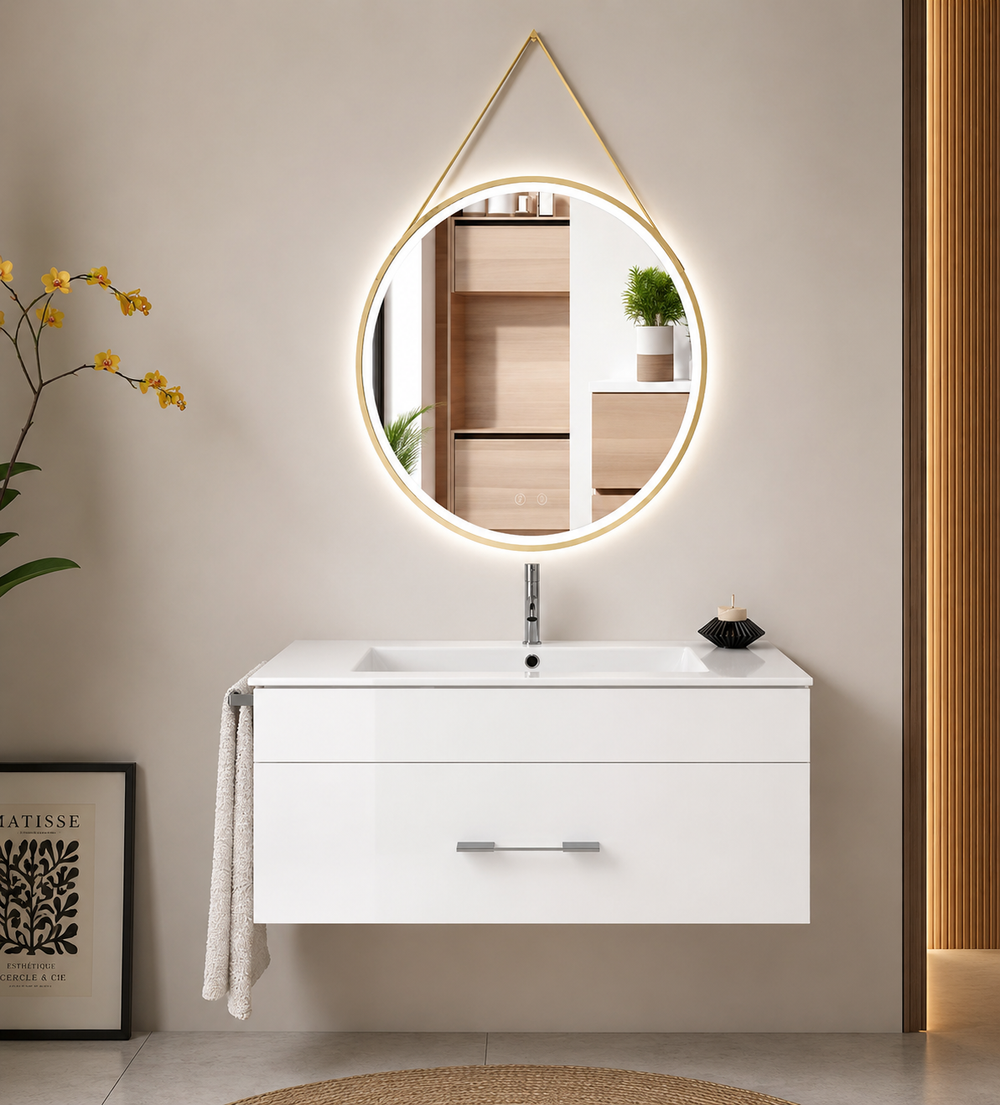 Mueble de baño suspendido Florencia con lavabo · Blanco brillo