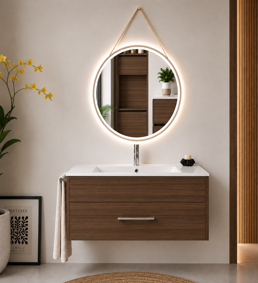Mueble de baño suspendido Florencia con lavabo · Fresno Tea