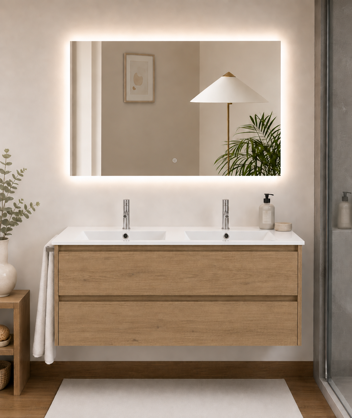 Mueble de baño suspendido Ibiza con lavabo y 2 cajones