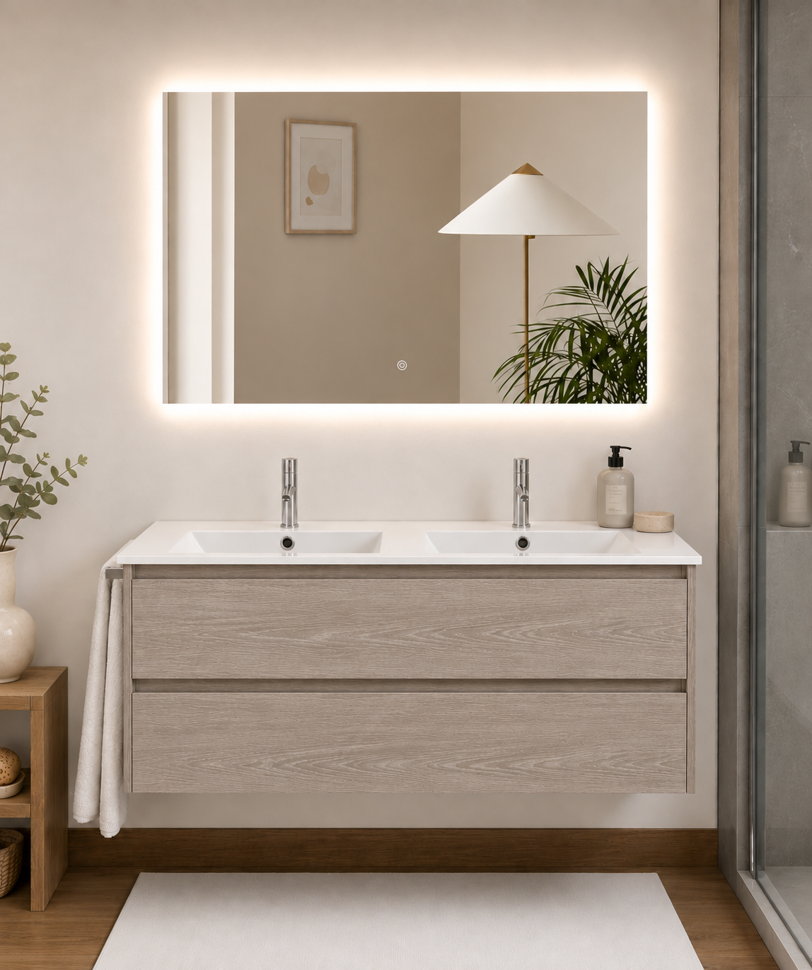 Mueble de baño suspendido Ibiza con lavabo y 2 cajones