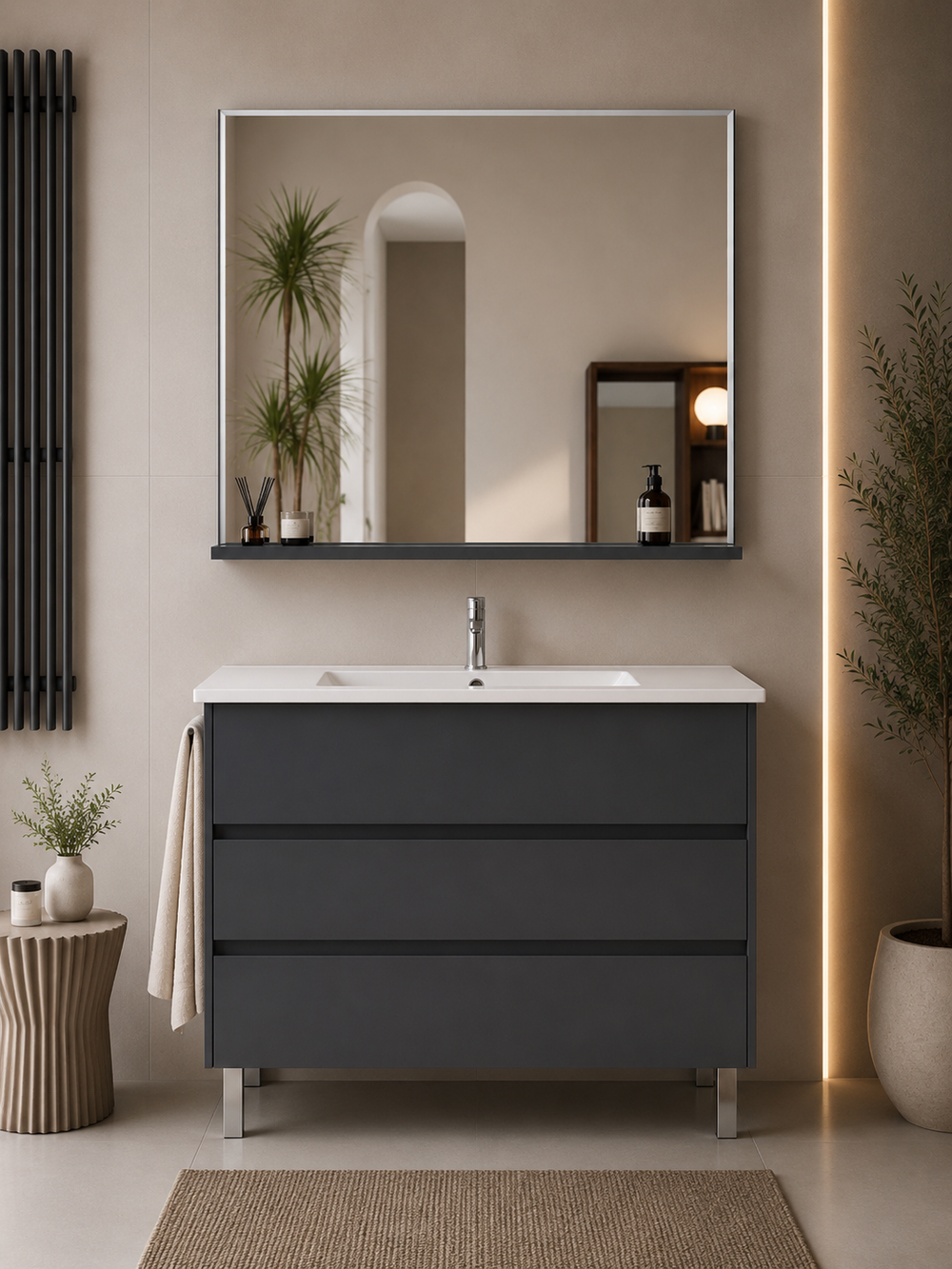 Mueble de baño con patas Imperia y lavabo · Grafito
