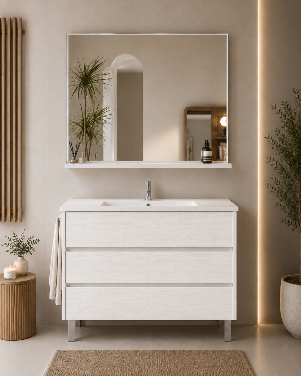 Mueble de baño con patas Imperia y lavabo · Blanco Nórdico