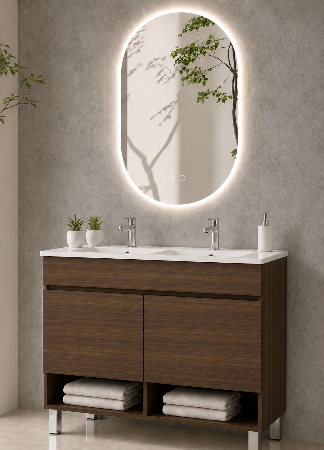 Mueble de baño con patas Nebari con puertas y lavabo