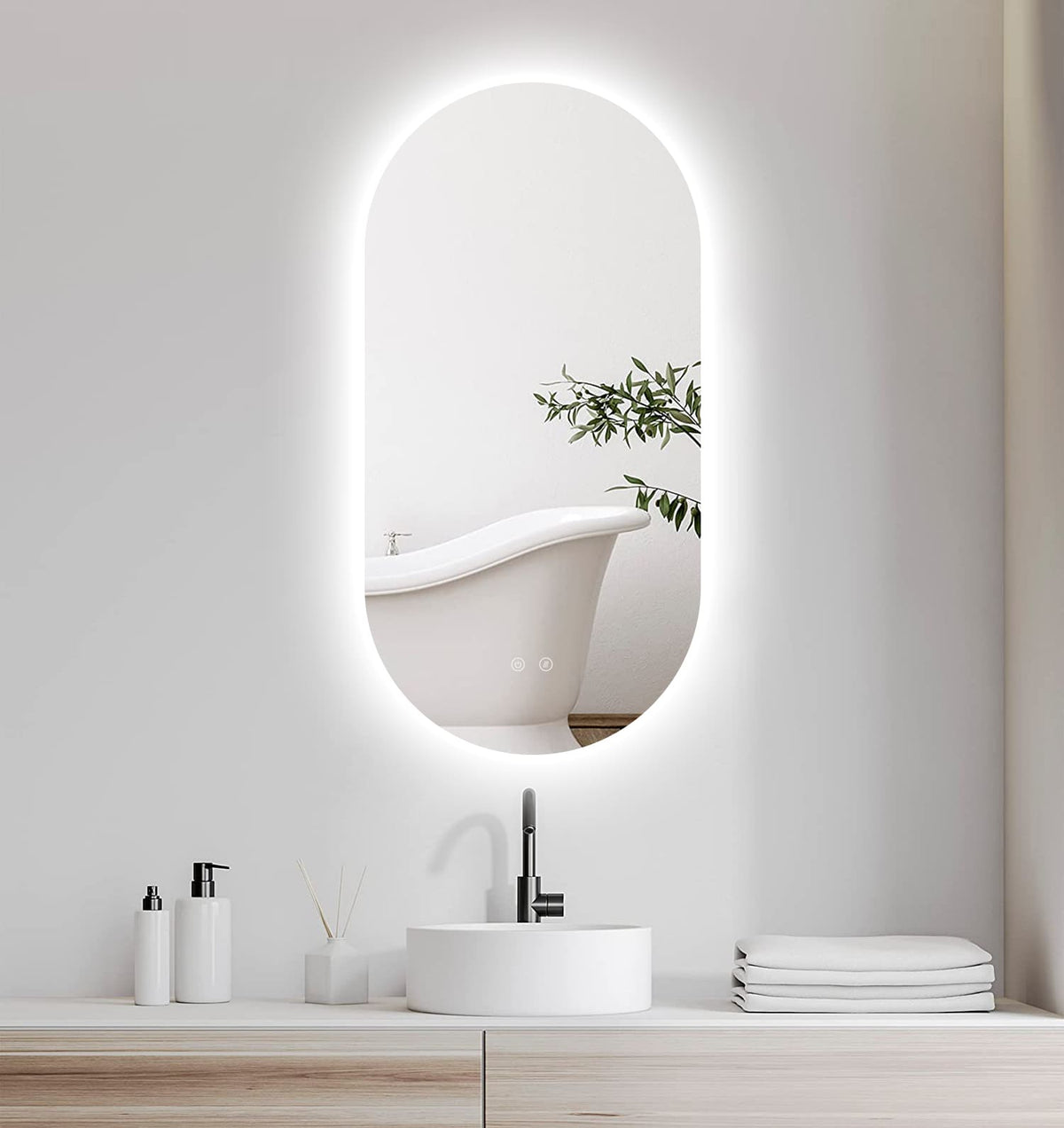 Espejo de baño LED SELENE curvo con antivaho