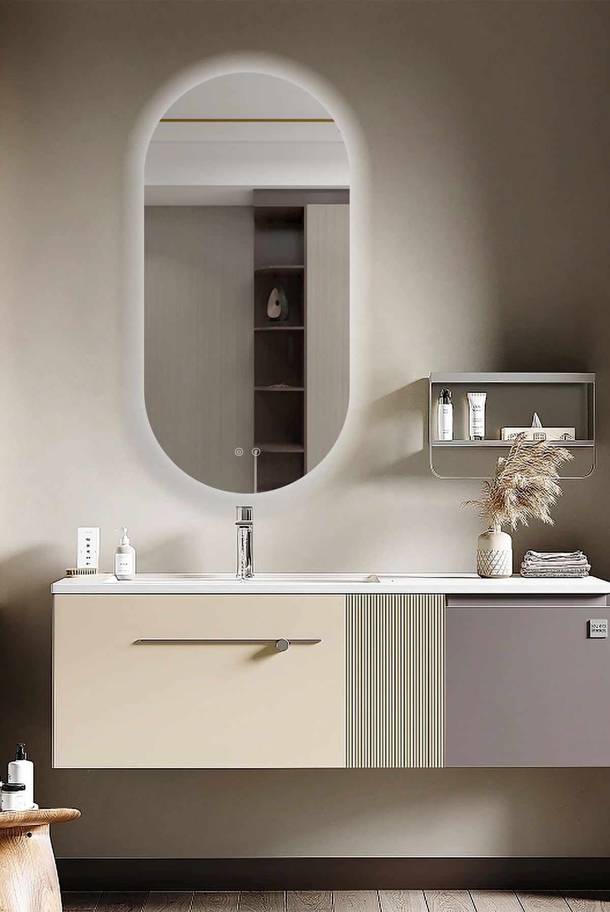 Espejo de baño LED SELENE curvo con antivaho