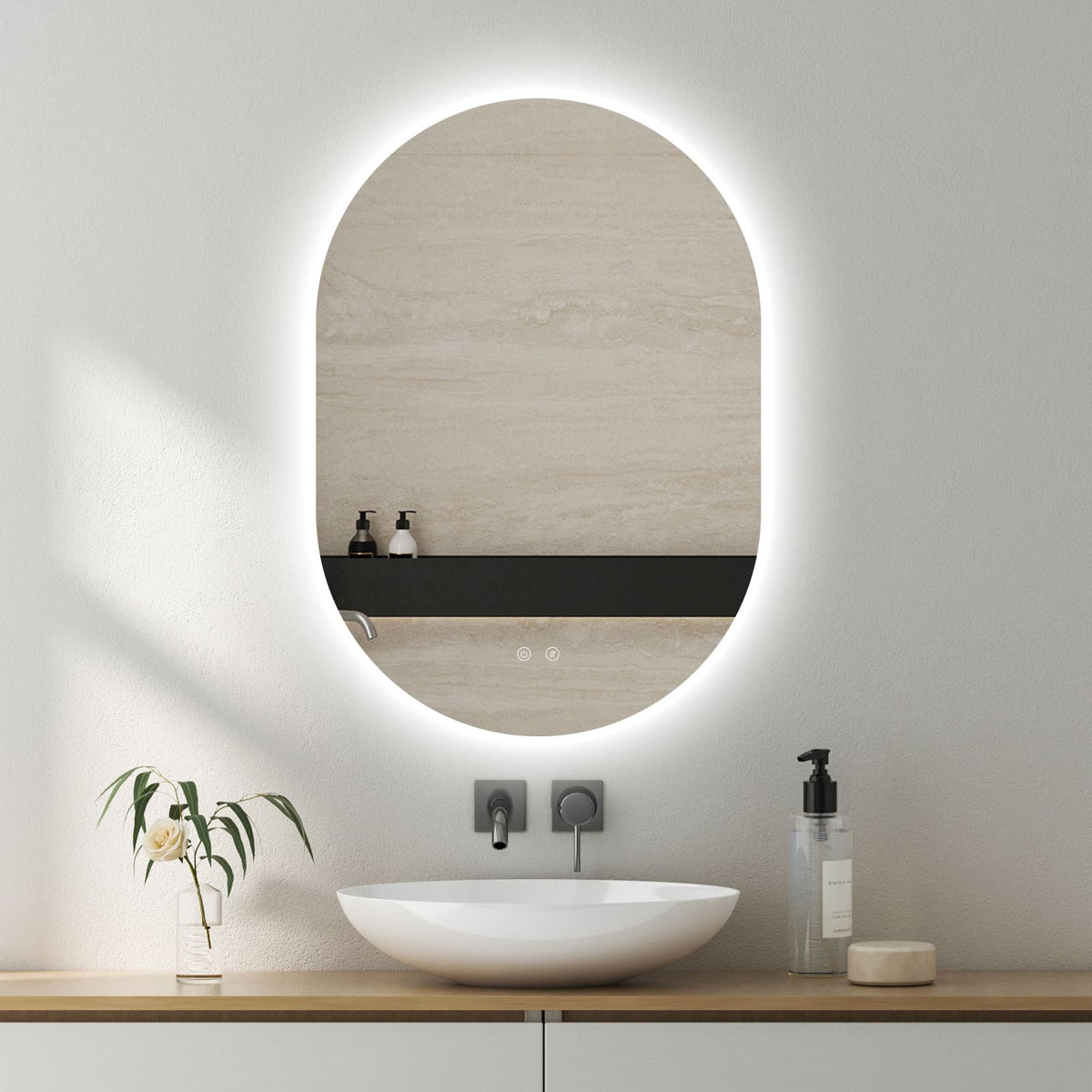 Espejo de baño LED SELENE curvo con antivaho