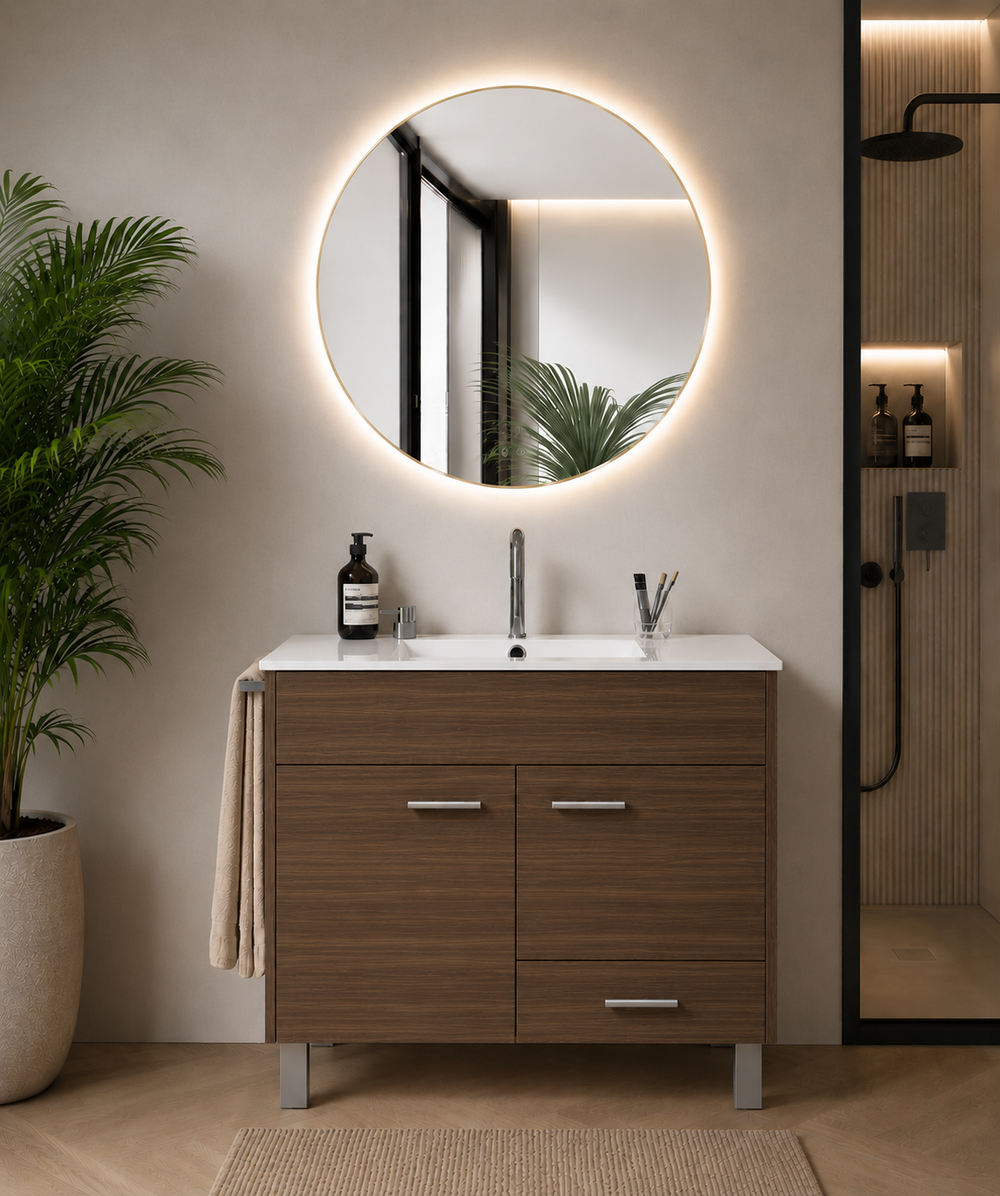 Mueble de baño SAMOS con lavabo · Fresno Tea