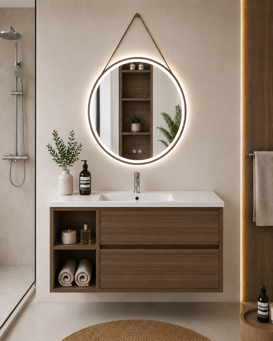 Mueble de baño Zeus con lavabo, 2 cajones y estante