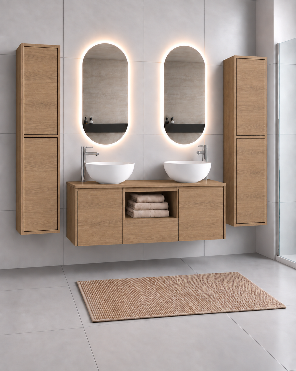 Mueble de baño AMALFI 120 DOBLE con 2 lavabos · Estepa