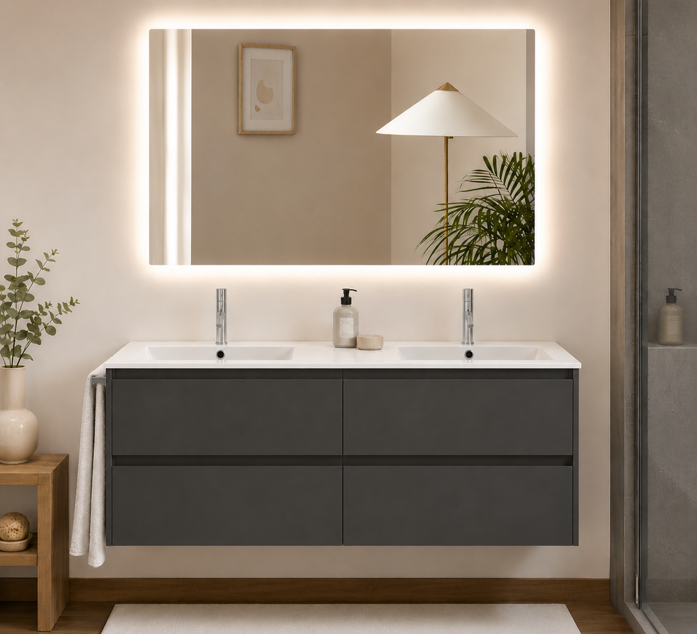 Mueble de baño IBIZA QUATTRO con lavabo y 4 cajones · Grafito