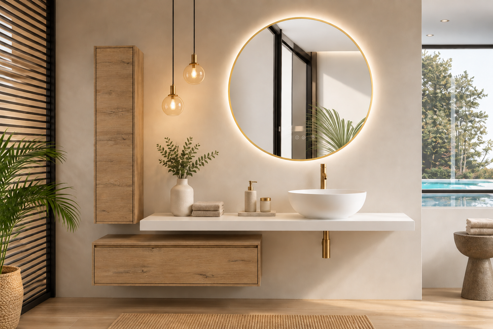 Mueble de baño Mallorca 120 cm con lavabo y columna · Estepa