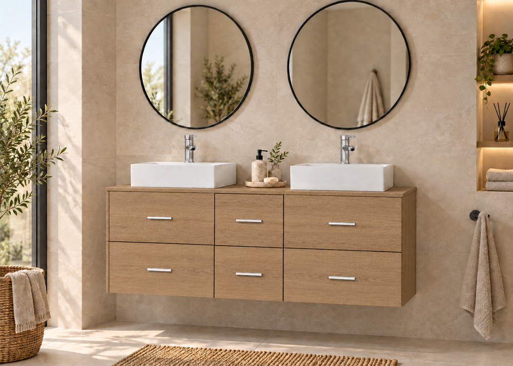 Mueble de baño MILOS 121 con 2 lavabos LIBRA · Estepa