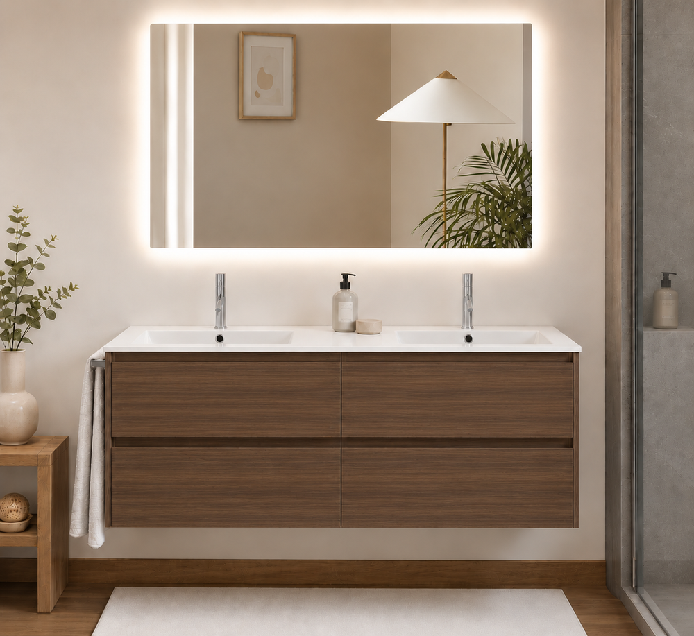 Mueble de baño IBIZA QUATTRO con lavabo y 4 cajones · Fresno Tea